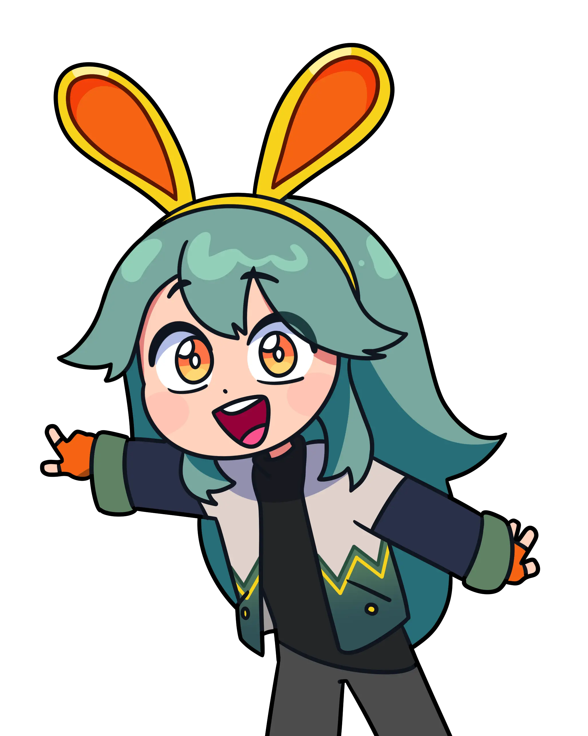 Dein, the streamer, pointing forward